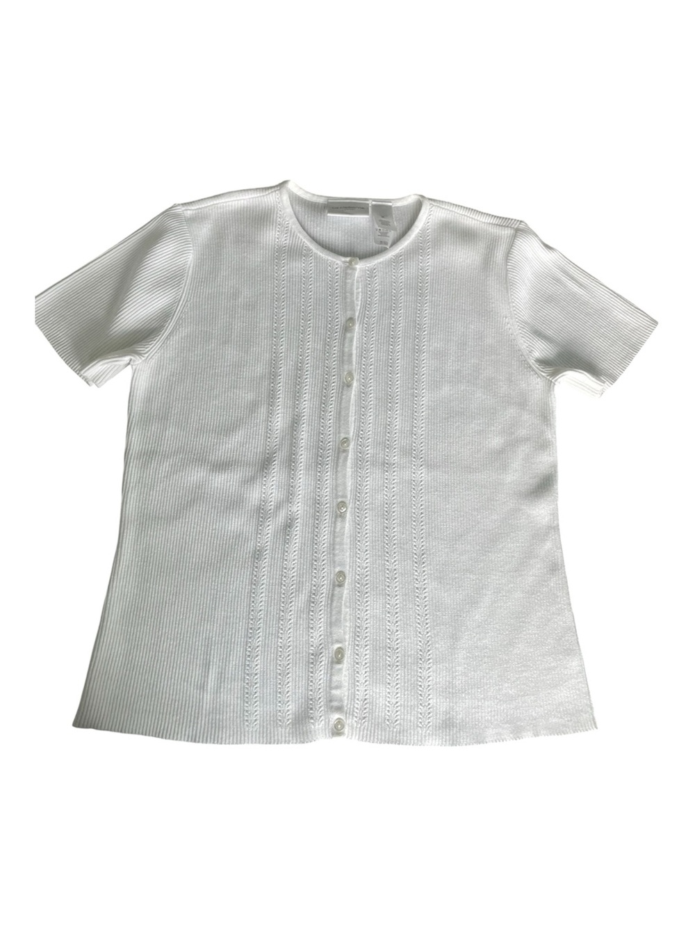 Liz Clairborne White Short Sleeve Cardigan - Size Medium